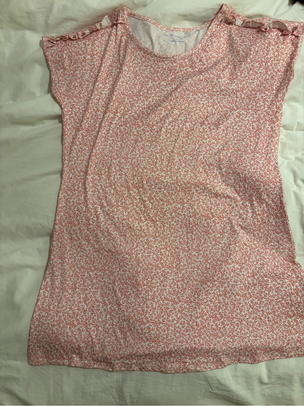 Draper James Pink Floral Ruffle Shoulder Sleep Top